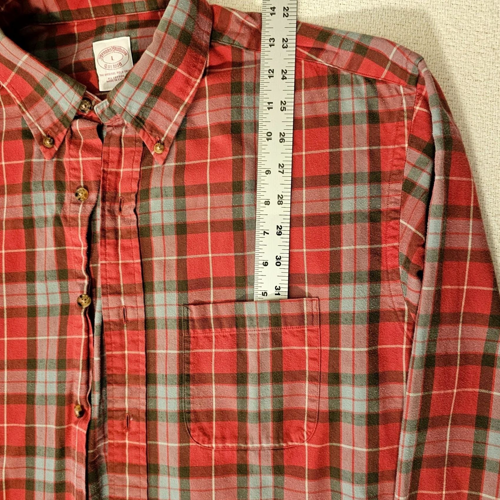 Brooks Brothers Brooks Brothers Shirt Men Large Red Plaid Flannel Button-Up Long Sleeve Size US L / EU 52-54 / 3 - 3 Thumbnail