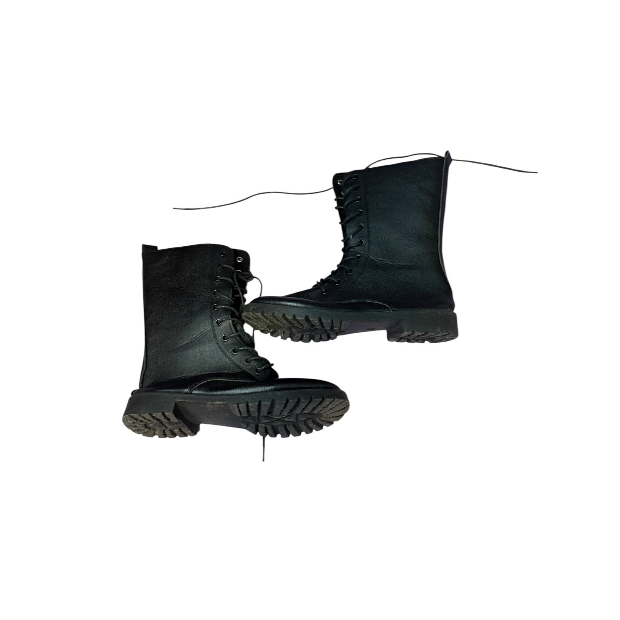 Other Black Combat Boots Lace-Up Side Zip Women’s Size 10 (EU 42) Size US 10 / IT 40 - 3 Thumbnail