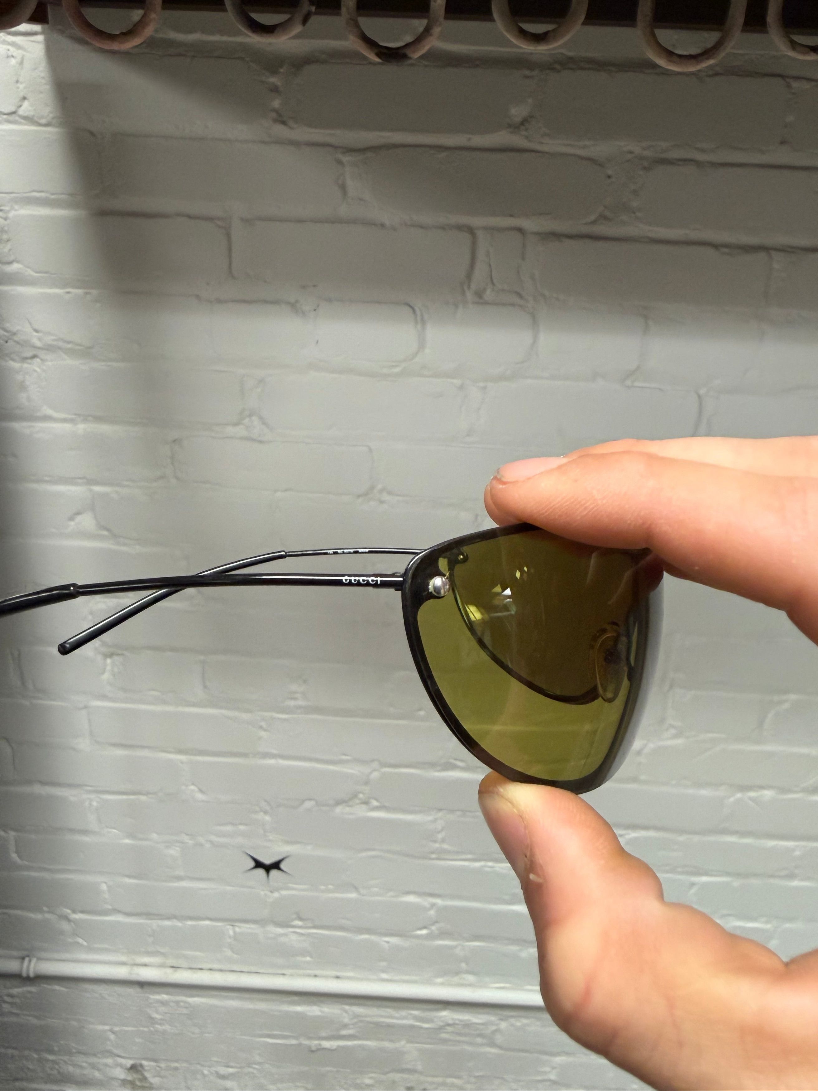 Gucci 2000s Gucci Rimless Green Tinted Silver Frame Sunglasses Size ONE SIZE - 3 Thumbnail