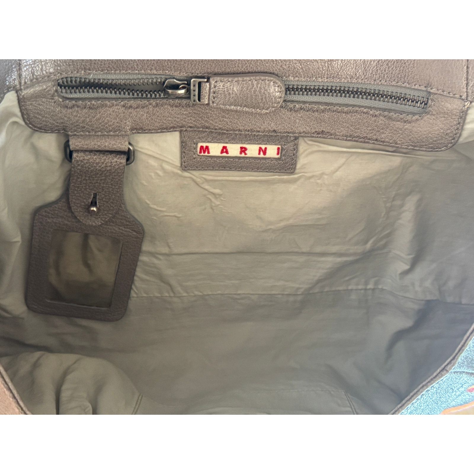 Marni Marni Hand-Painted Floral Stripe Grey Leather Bag Size ONE SIZE - 8 Thumbnail