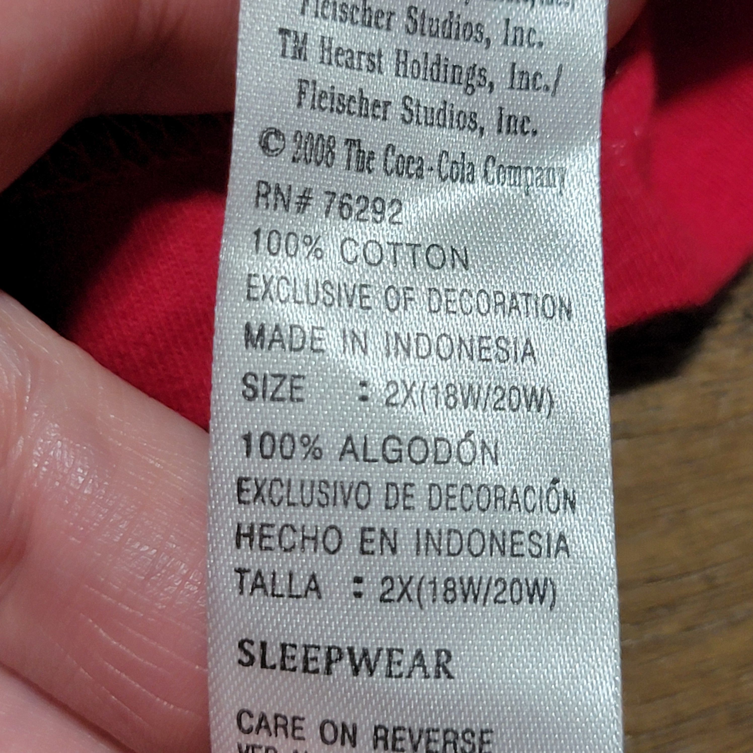 Coca Cola Betty Boop X Coca Cola LS Red V-Neck Sleepwear Tee - Size 2X Size XXL / US 16-18 / IT 52-54 - 6 Thumbnail