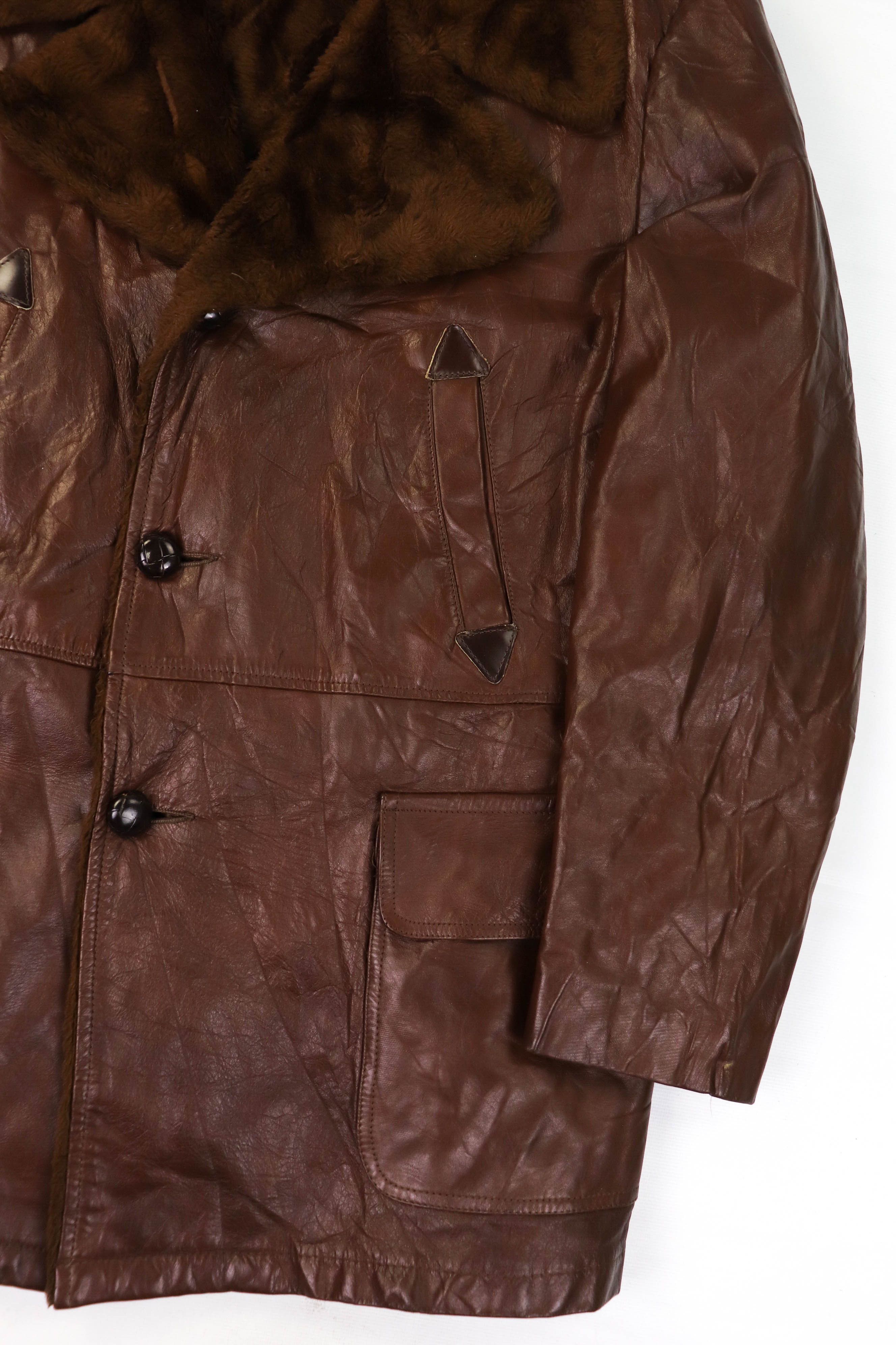 Vintage Vintage William Barry Choco Brown Leather Acrylic Pile Coat Size US L / EU 52-54 / 3 - 5 Thumbnail