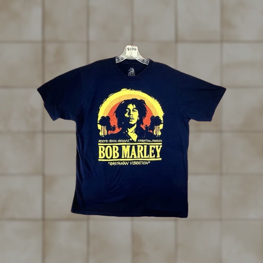 Vintage Bob Marley T-Shirt Mens XL Reggae Zion Rootswear Blue Graphic Print 90s Beach Music Size US XL / EU 56 / 4 - 1 Thumbnail