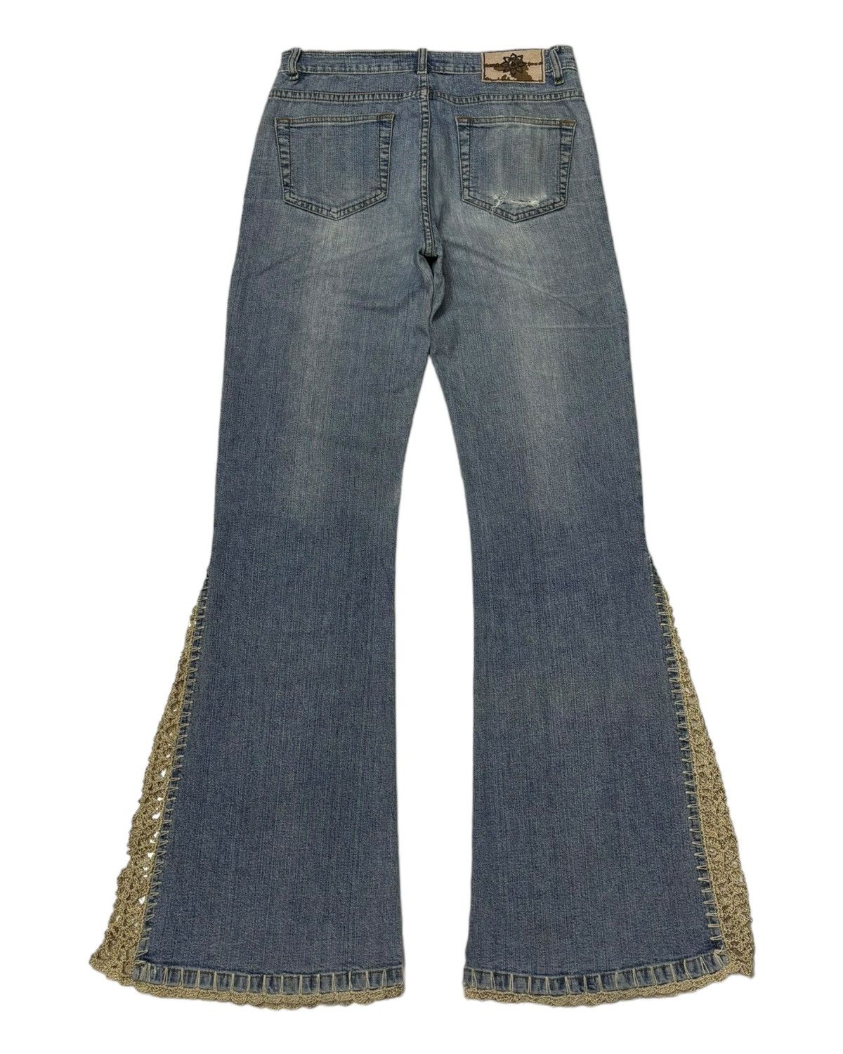 Designer Vintage Flared Jeans Toco Toco Crochet Bootcut Jeans Size US 27 - 2 Thumbnail