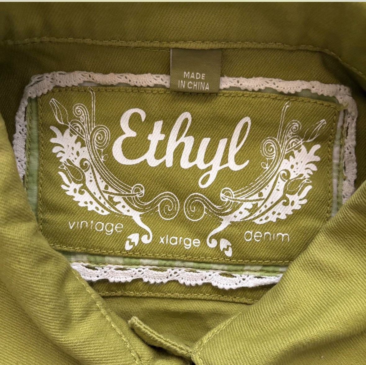 Other Vintage Ethyl Lime Green Jean Jacket Size XL / US 12-14 / IT 48-50 - 3 Thumbnail