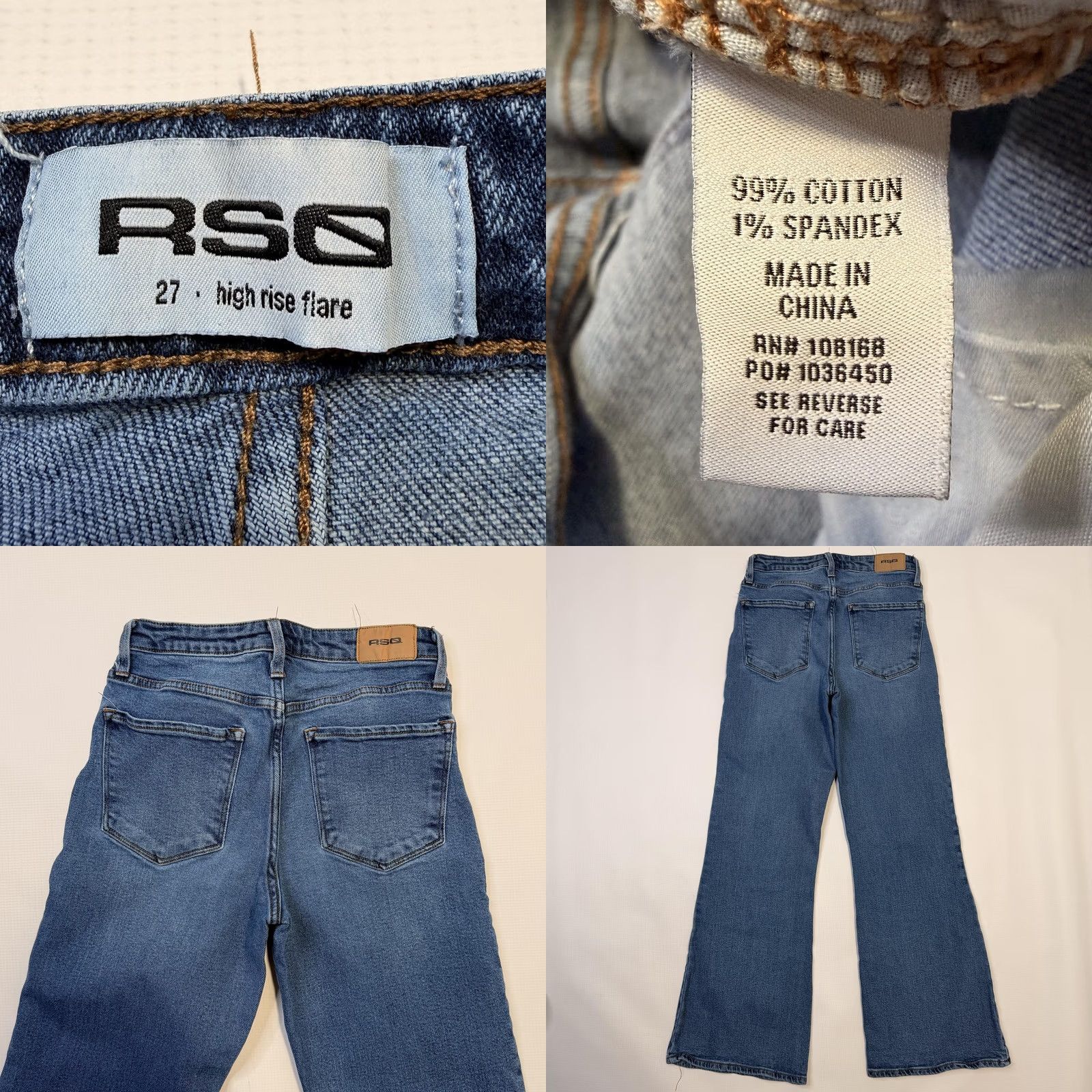 Rsq RSQ Jeans Womens 27 Blue High Rise Flare Denim 5 Pocket Medium Wash Shirt Womens Adult Medium Blue Size 27" / US 4 / IT 40 - 8 Thumbnail