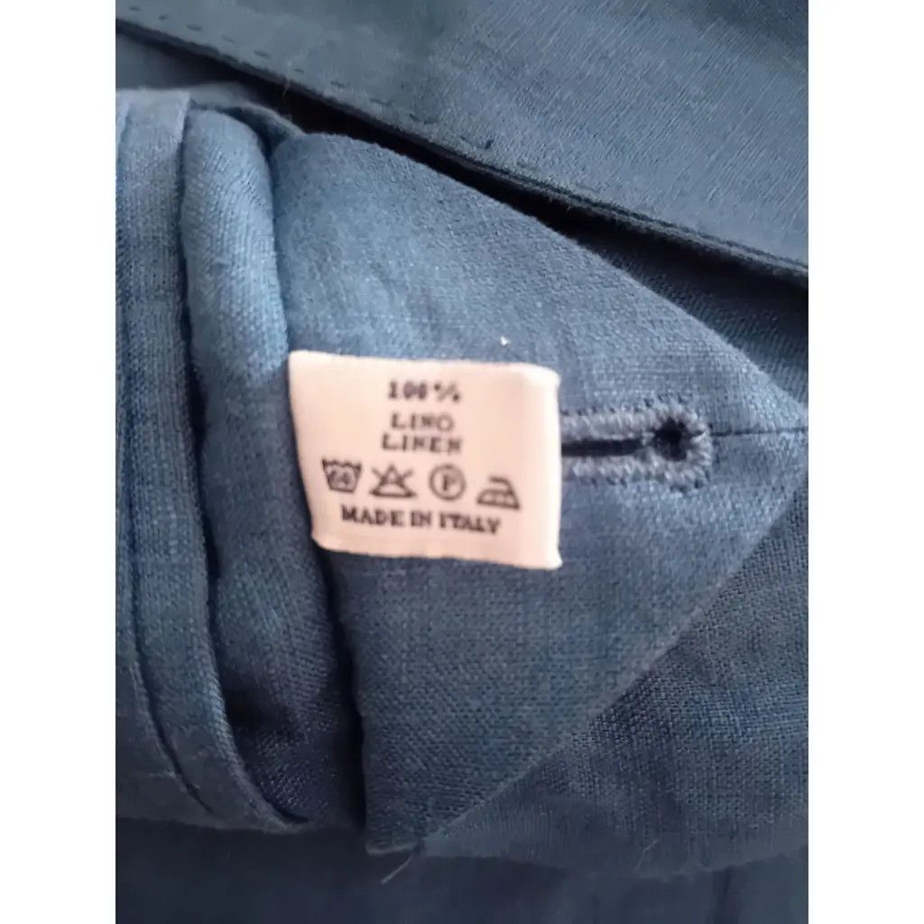 Fedeli FEDELI Blue Linen Single-Breasted Blazer - Size 56 Size 54R - 4 Thumbnail