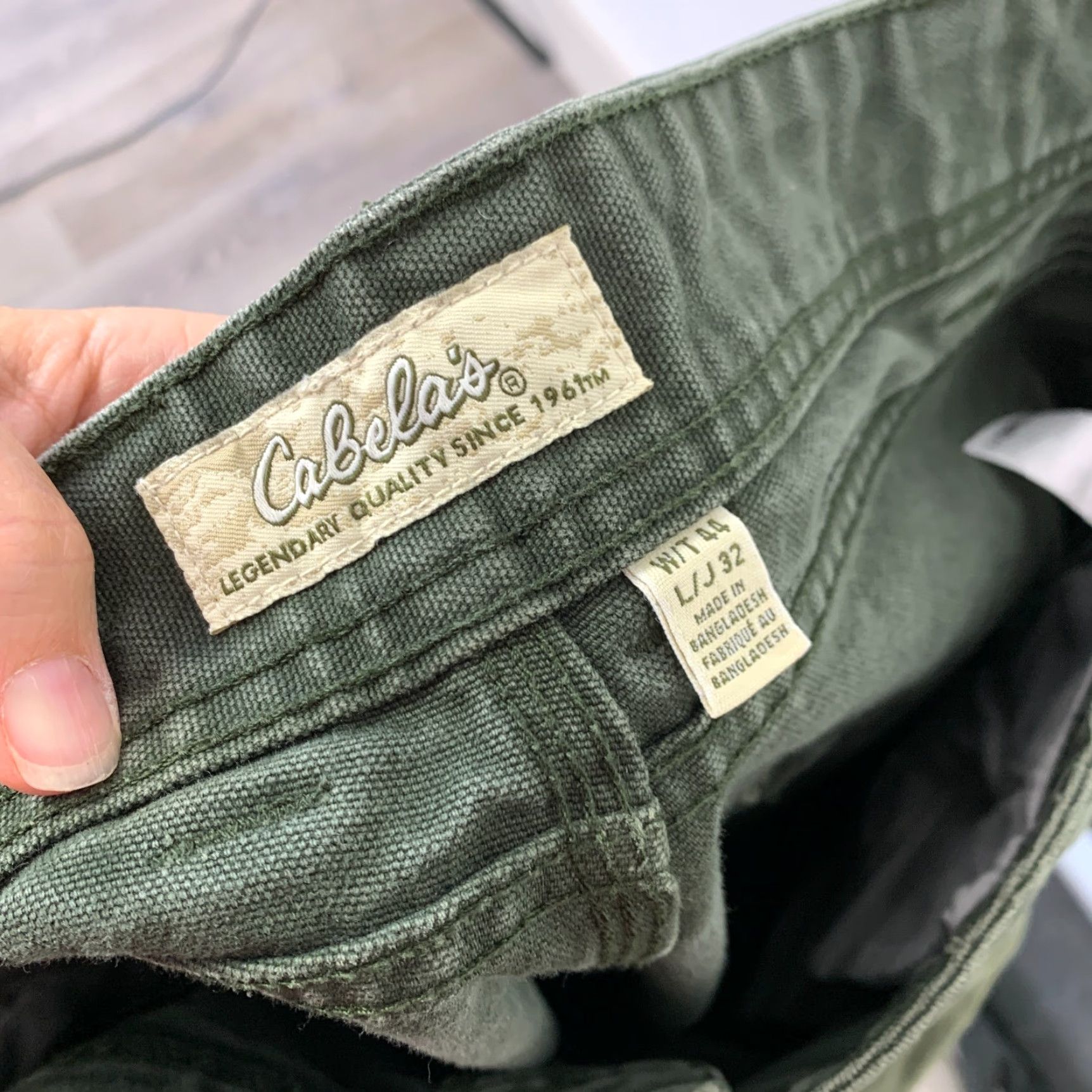 Vintage VINTAGE Cabela's Jeans Pants 905943 44x32 Green Cotton Denim Regular Straight Men Big & Tall Inseam 30.5" Zip fly Button Pockets Breathable Comfort Size US 43 - 5 Thumbnail