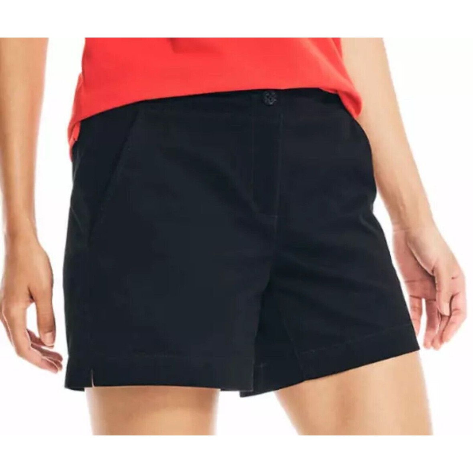 Nautica NEW Nautica Women Mid Rise Midweight Twill Short Black us 6 Size 28" / US 6 / IT 42 - 1 Thumbnail