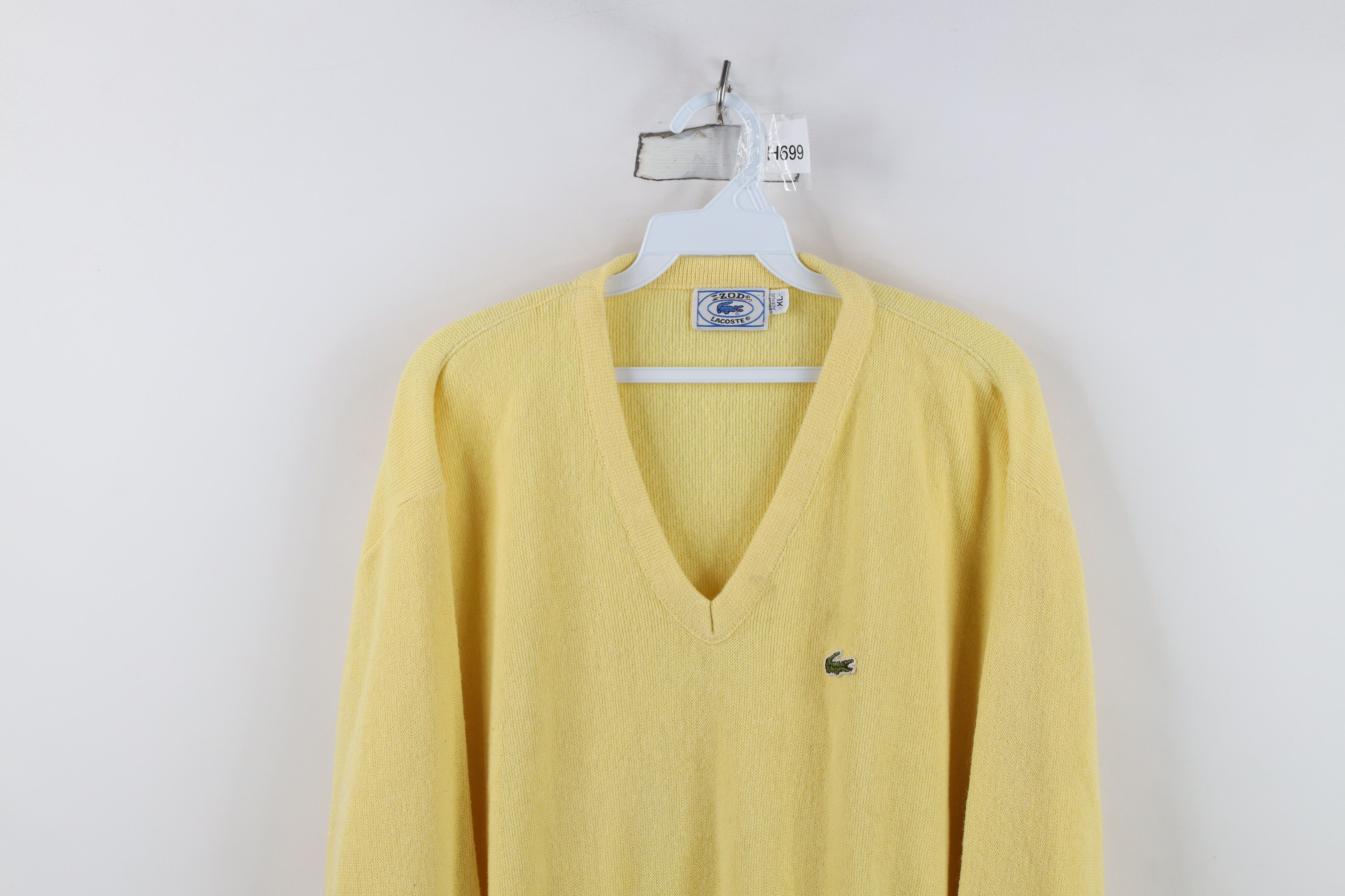 Lacoste Vintage 80s Izod Lacoste Croc Logo Knit V-Neck Sweater USA Size US XL / EU 56 / 4 - 2 Thumbnail