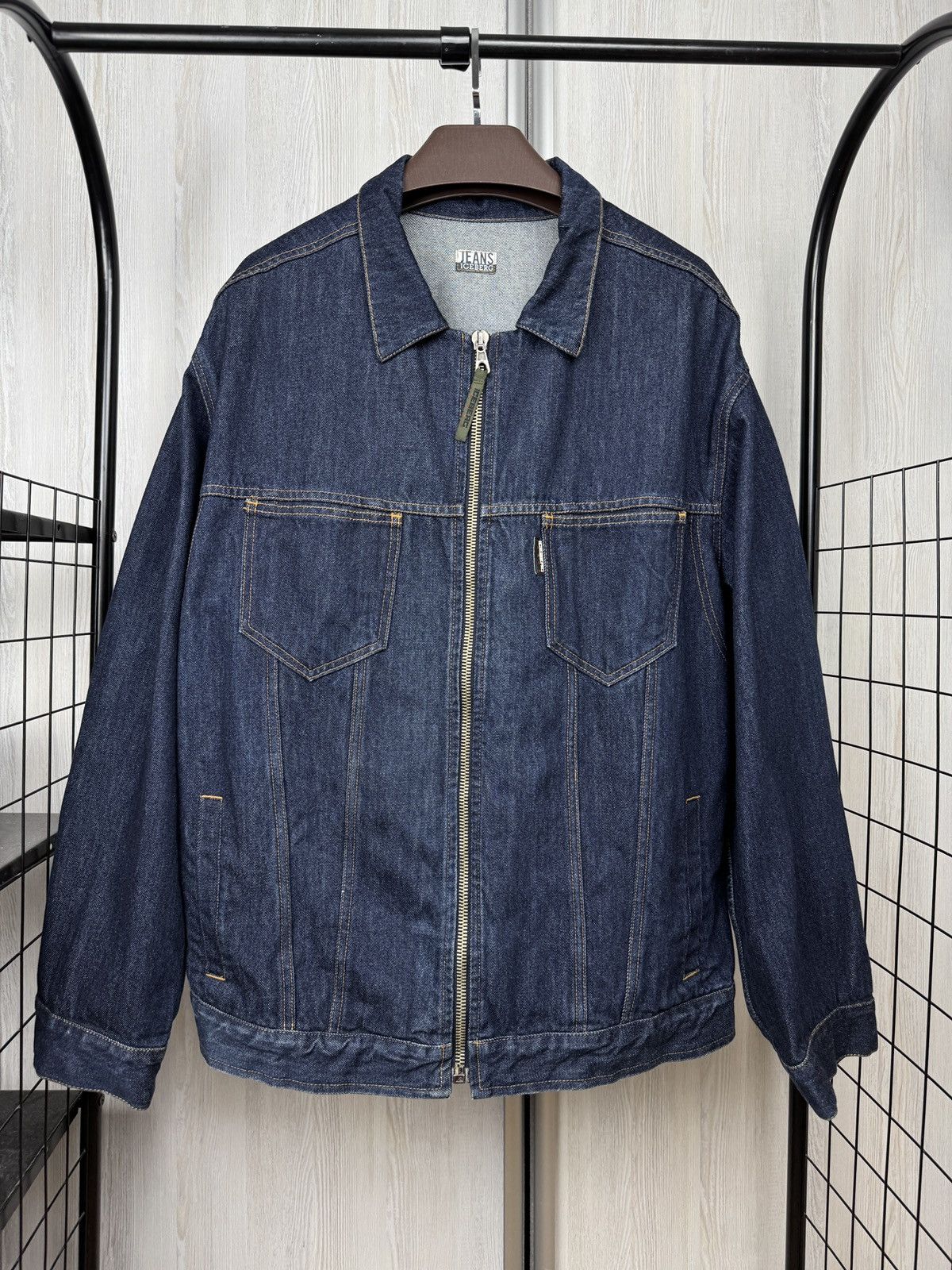 Iceberg Iceberg Jeans zip indigo blue big logo denim trucker jacket Size US XXL / EU 58 / 5 - 1 Thumbnail