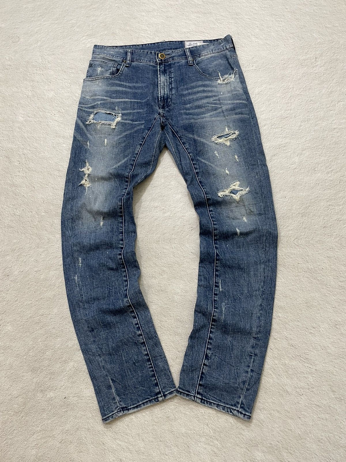 If Six Was Nine 2000s Diesel Ripped Denim Distressed Wash Jeans Y2K LGB if6 Size US 33 - 1 Thumbnail