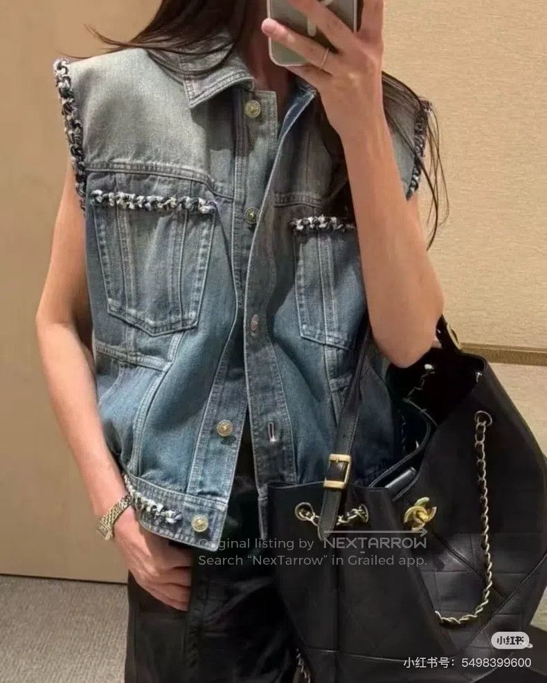 Chanel Chanel 25A tweed rolled-edged denim jacket Size XXS / US 00 / IT 34 - 6 Thumbnail
