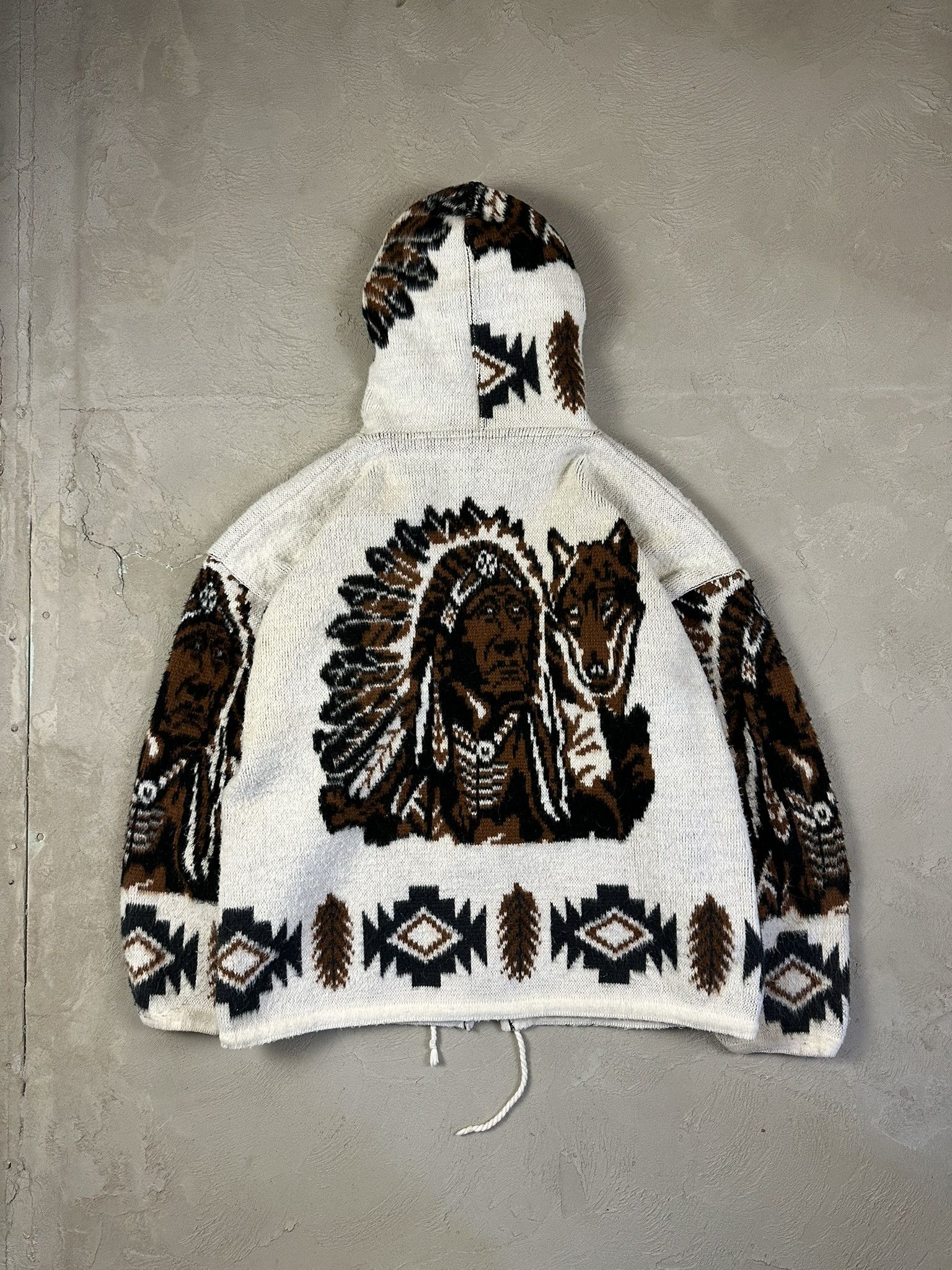 Japanese Brand Vintage Wuayra Wool Knit Indian Zip Hoodie Size US L / EU 52-54 / 3 - 11 Thumbnail