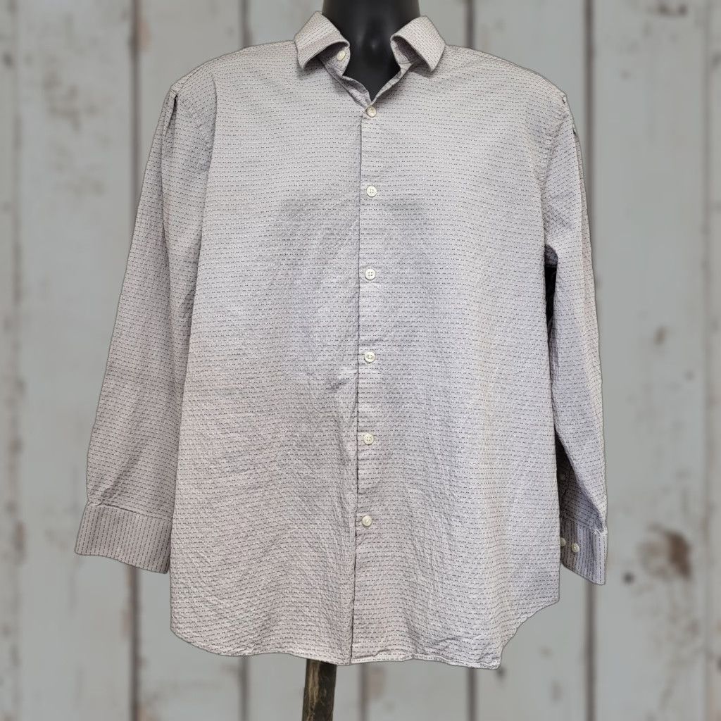 Perry Ellis Perry Ellis Portfolio Shirt Mens XL Beige Tiny Dots Button-Up Slim Fit Geometric Pattern Casual Men's Regular Size XLarge Size US XL / EU 56 / 4 - 1 Thumbnail