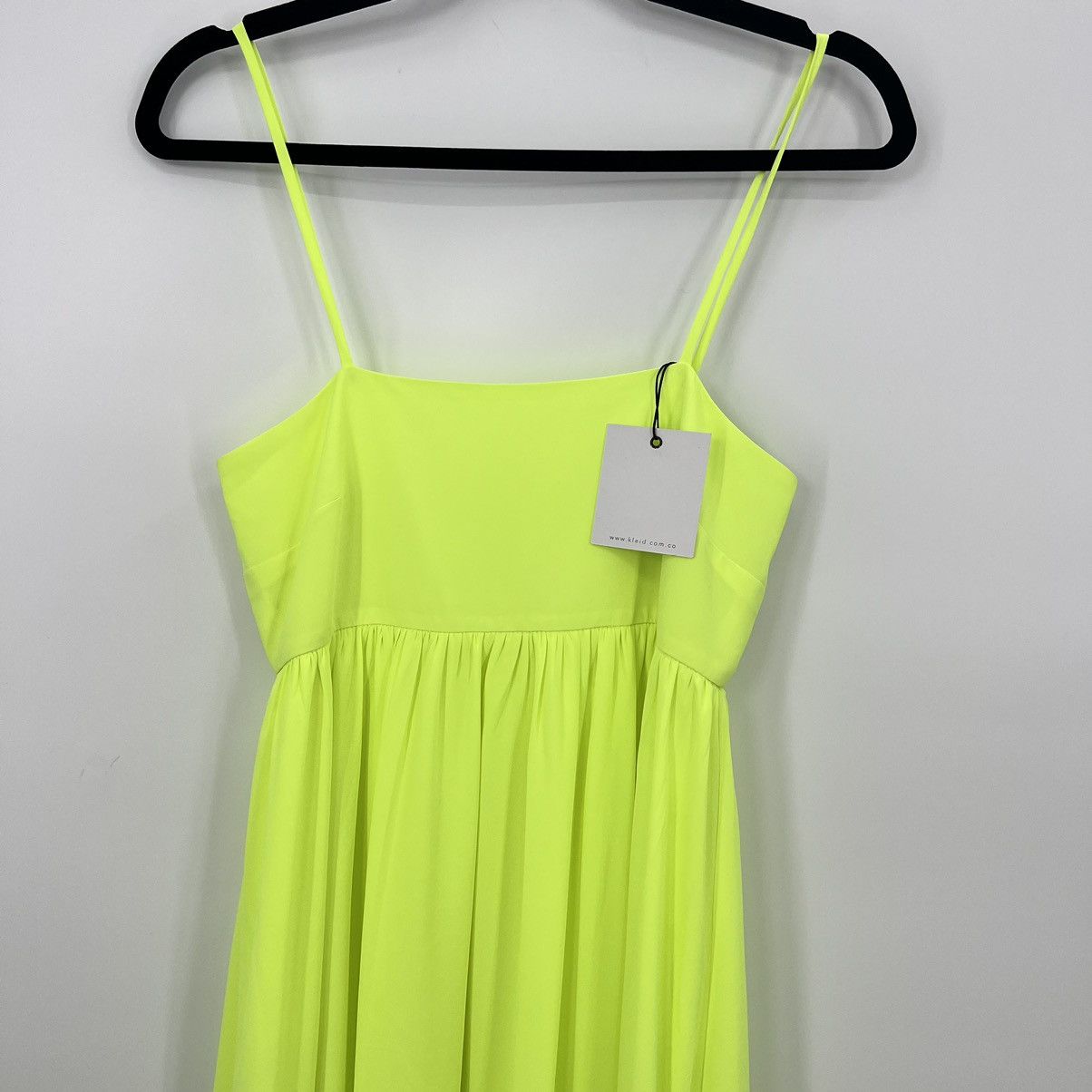 Designer NWT Kleid For Her Neon Yellow High Low Asymmetrical Size XS / US 0-2 / IT 36-38 - 5 Thumbnail