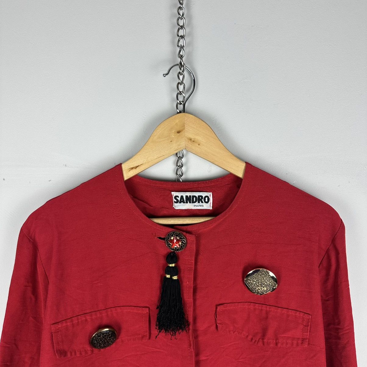 Sandro Vintage Rare Sandro 80’s Red Napaleon Cropped Blazer Size M / US 6-8 / IT 42-44 - 11 Thumbnail