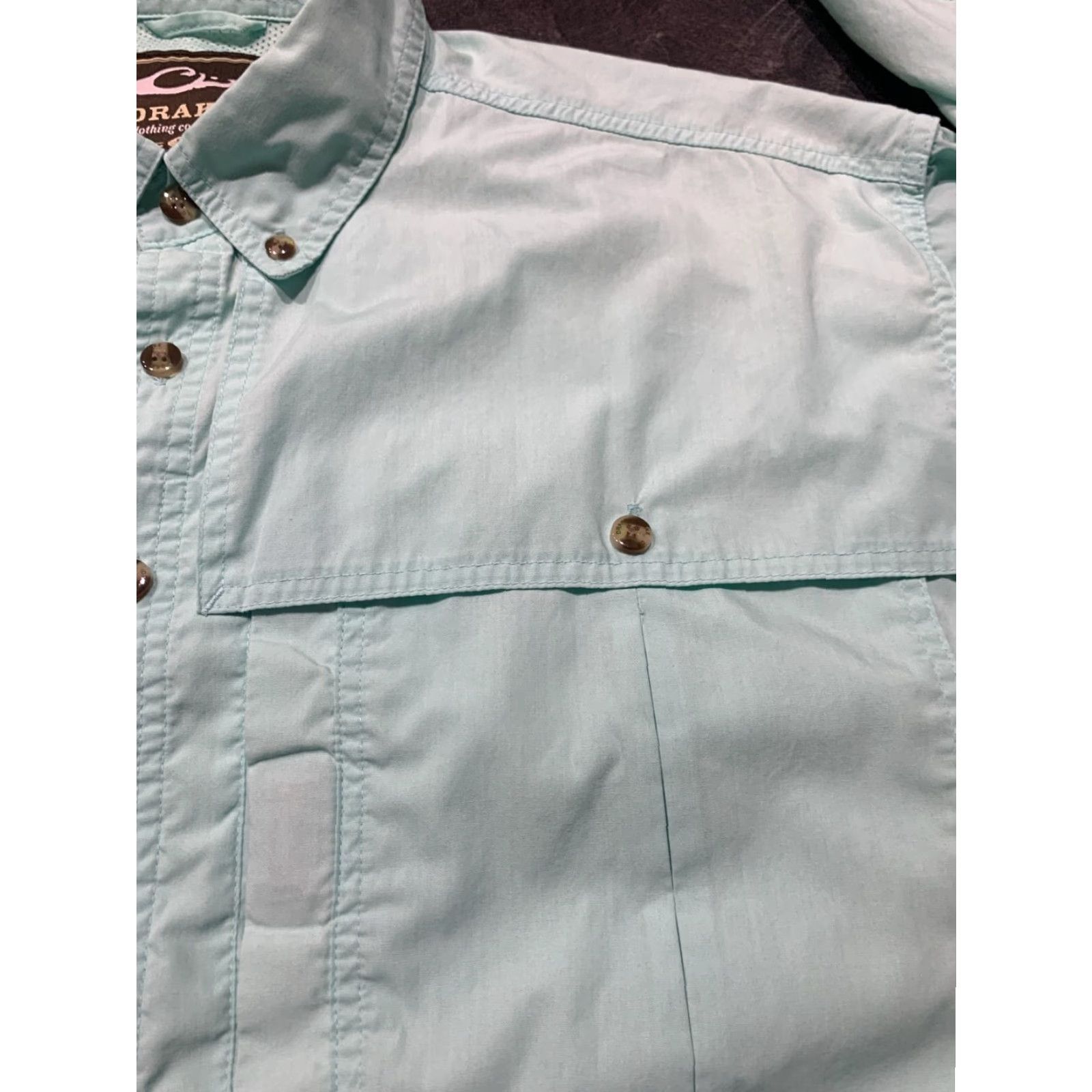 Vintage VINTAGE Drake Men Plaid Button Up Long Sleeve Shirt Aqua Large Regular Fit Outdoor Pockets Mens Size US L / EU 52-54 / 3 - 3 Thumbnail