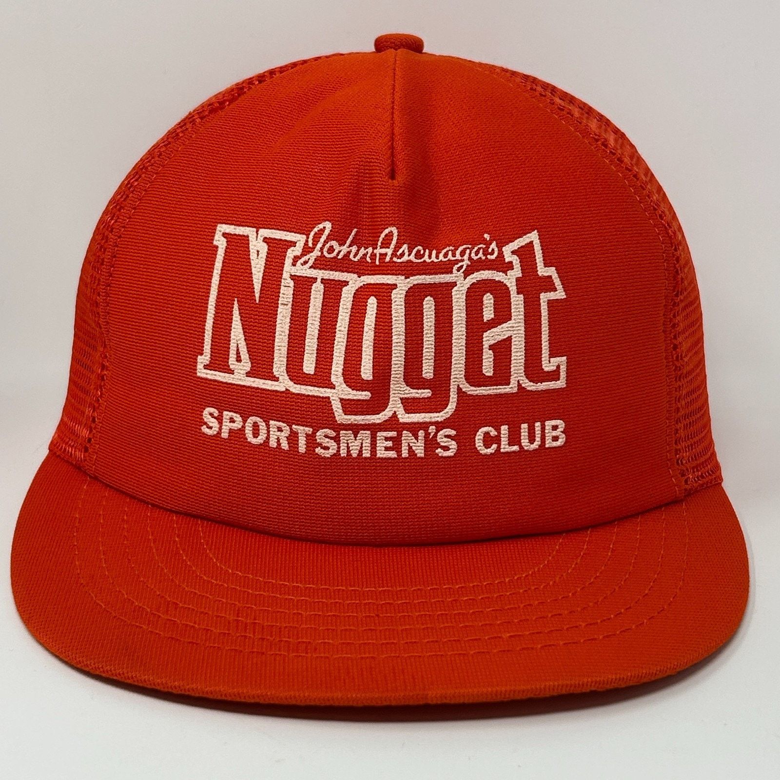 Vintage Vintage 80s Nugget Sportsmens Club Trucker Hat Cap Orange Size ONE SIZE - 1 Thumbnail