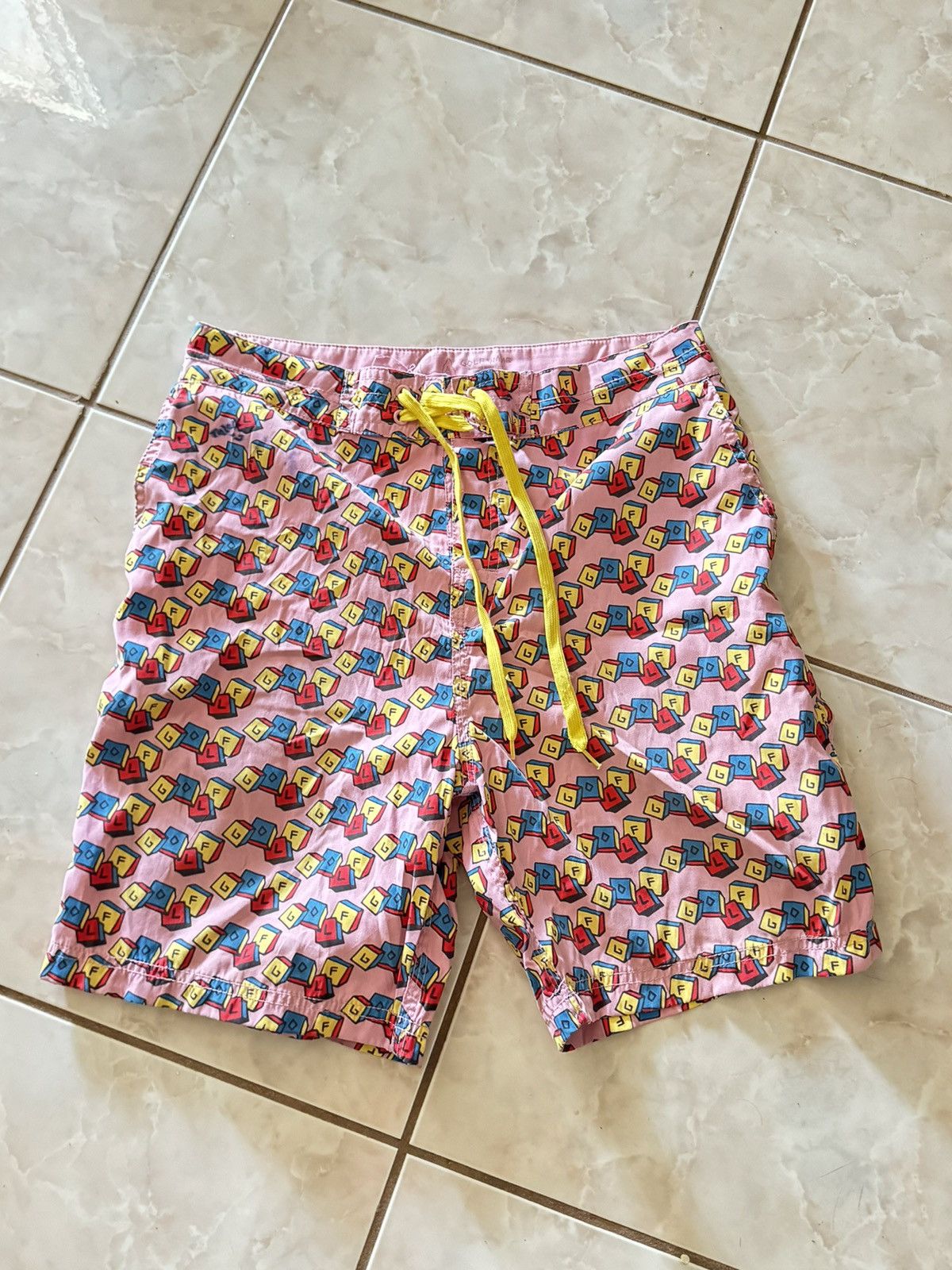 image of Golf Wang Blocks Boardshorts in Pink, Men's (Size 34)