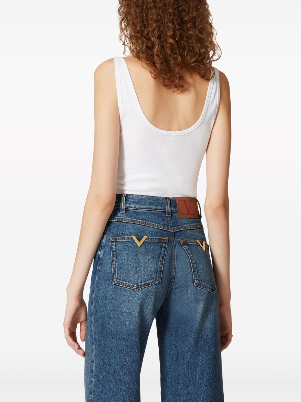 Valentino o1s22i1n0924 V Neckline Ribbed Tank Top in White Size S / US 4 / IT 40 - 4 Thumbnail