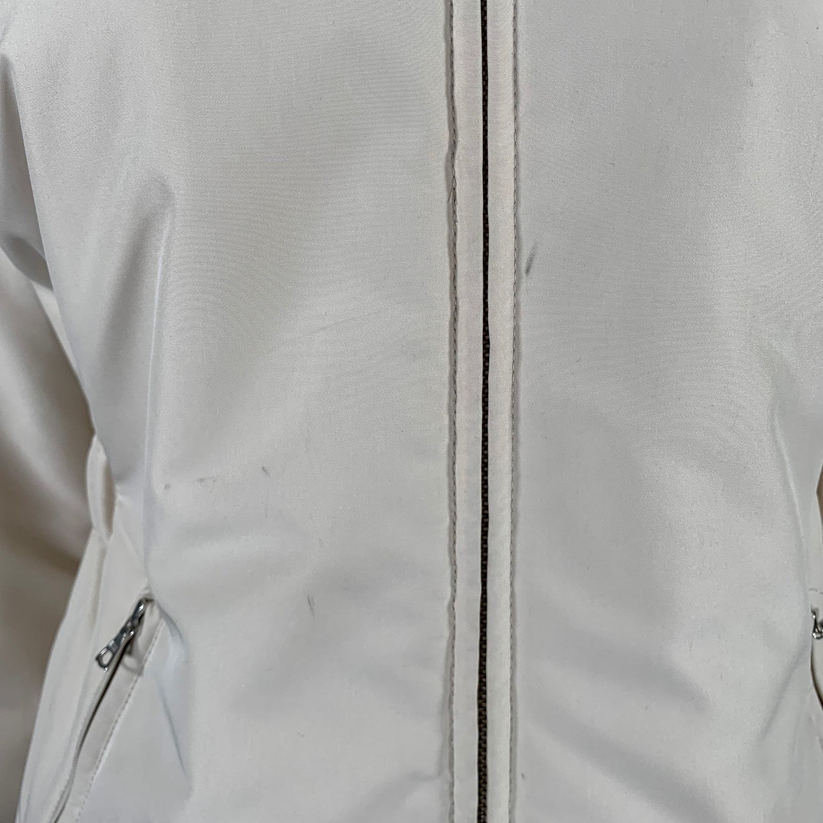 Agnona AGNONA 10 Cream Polyester Removable Fur Collar Zip Up Jacket Size L / US 10 / IT 46 - 6 Thumbnail