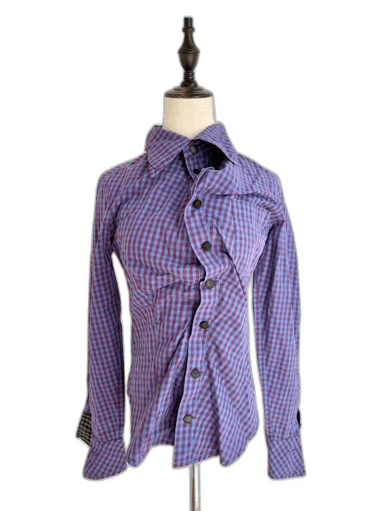 Vivienne Westwood Vivienne Westwood Blue Plaid Irregular Shirt - dmc Size M / US 6-8 / IT 42-44 - 1 Thumbnail
