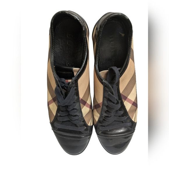 Burberry Black/Beige Canvas And Patent Leather Low Top Sneakers Size US 9 / IT 39 - 2 Thumbnail