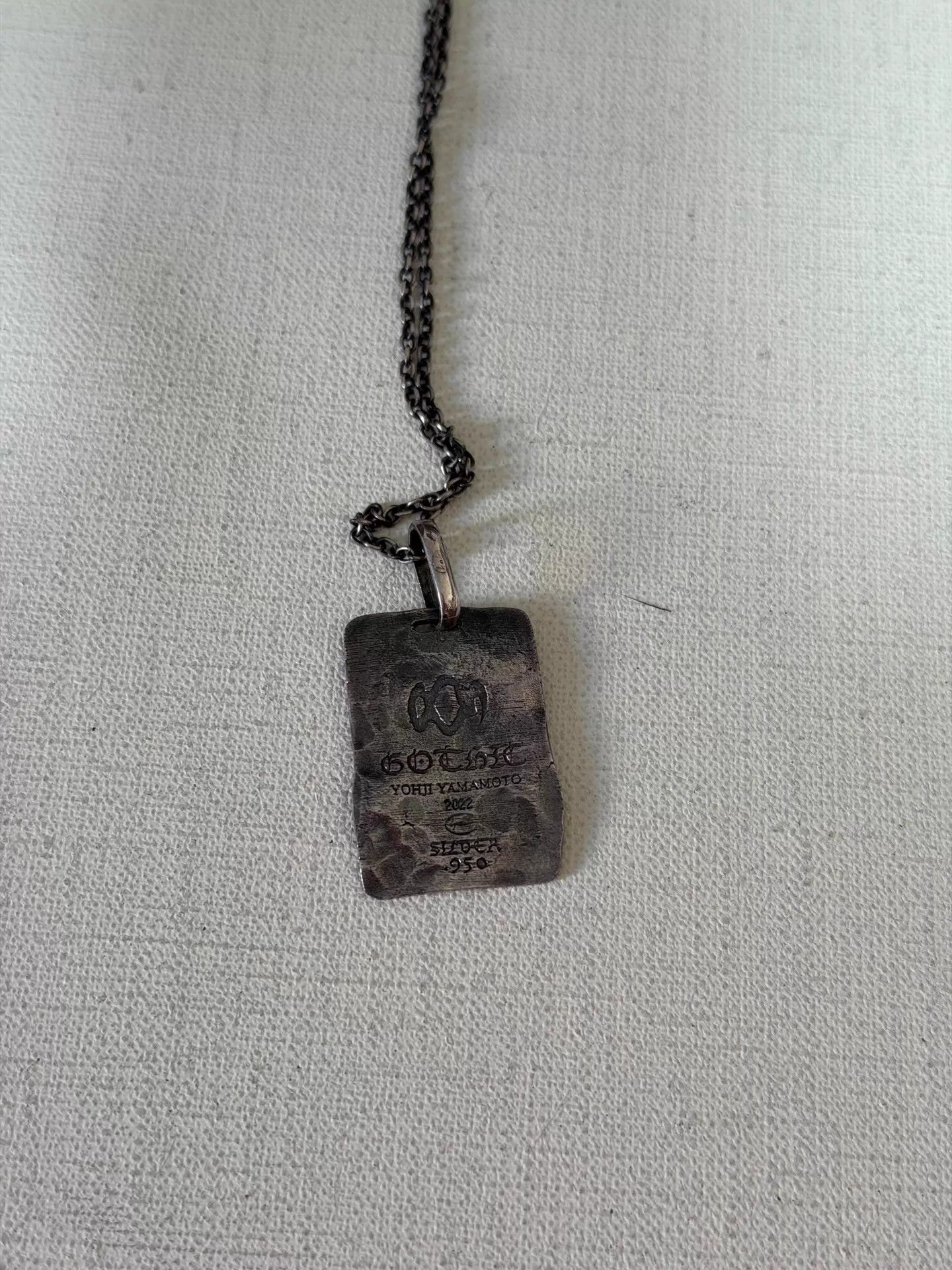 Yohji Yamamoto Yohji Yamamoto Gothic 950 Silver Devil Dog Tag Necklace Size ONE SIZE - 4 Thumbnail
