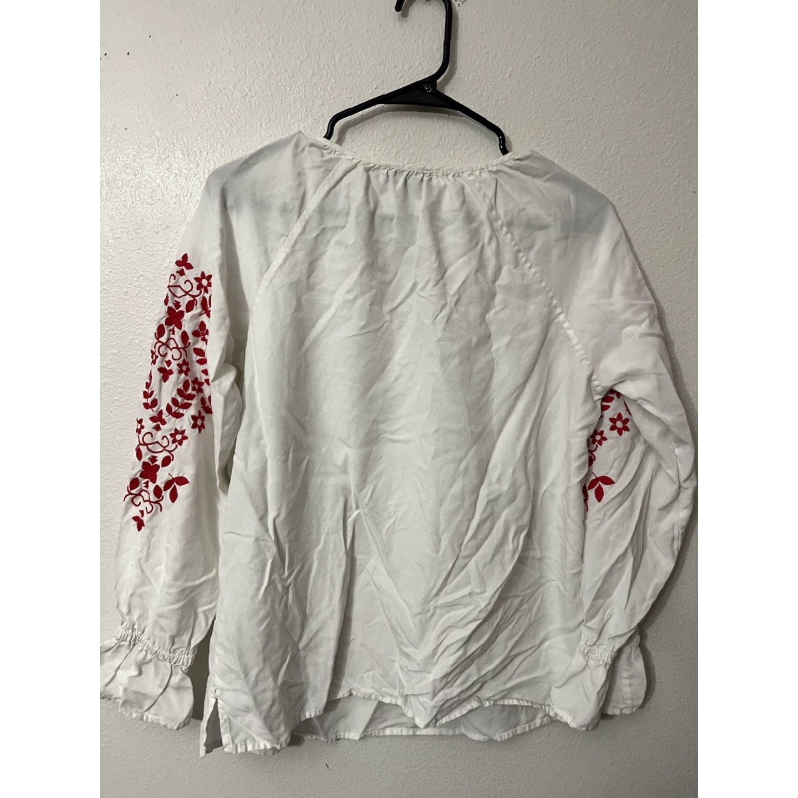 Lord & Taylor VINTAGE LORD & TAYLOR Women Blouse Shirt Long Sleeve M White Lyocell Tassel Beaded 90s Womens Size M / US 6-8 / IT 42-44 - 3 Thumbnail