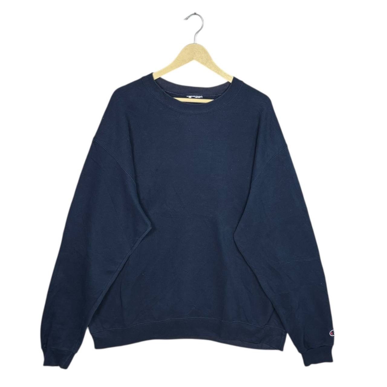 Champion Vintage 90s Champion Navy Crewneck Sweatshirt Boxy Oversized Size US XL / EU 56 / 4 - 1 Thumbnail