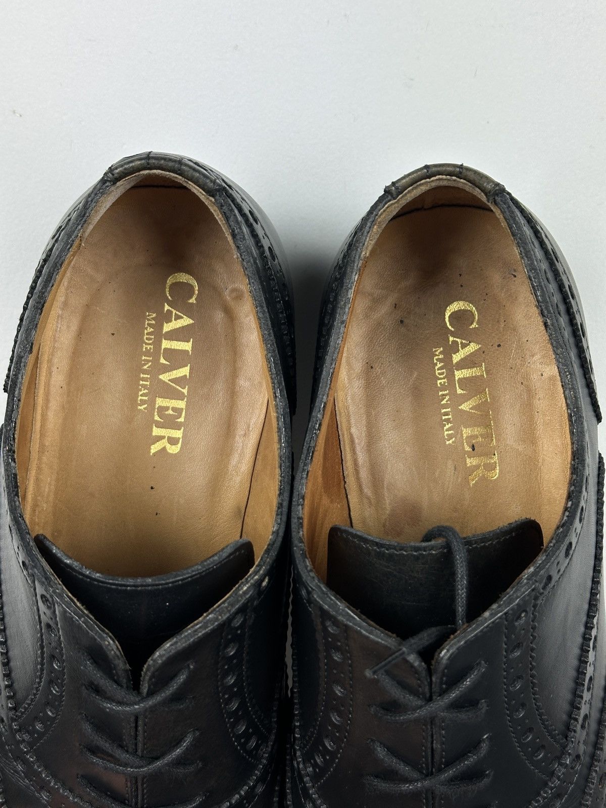 Other Vintage Calver Men’s Leather Wingtip Broque Oxford Shoes Size US 8.5 / EU 41-42 - 14 Thumbnail