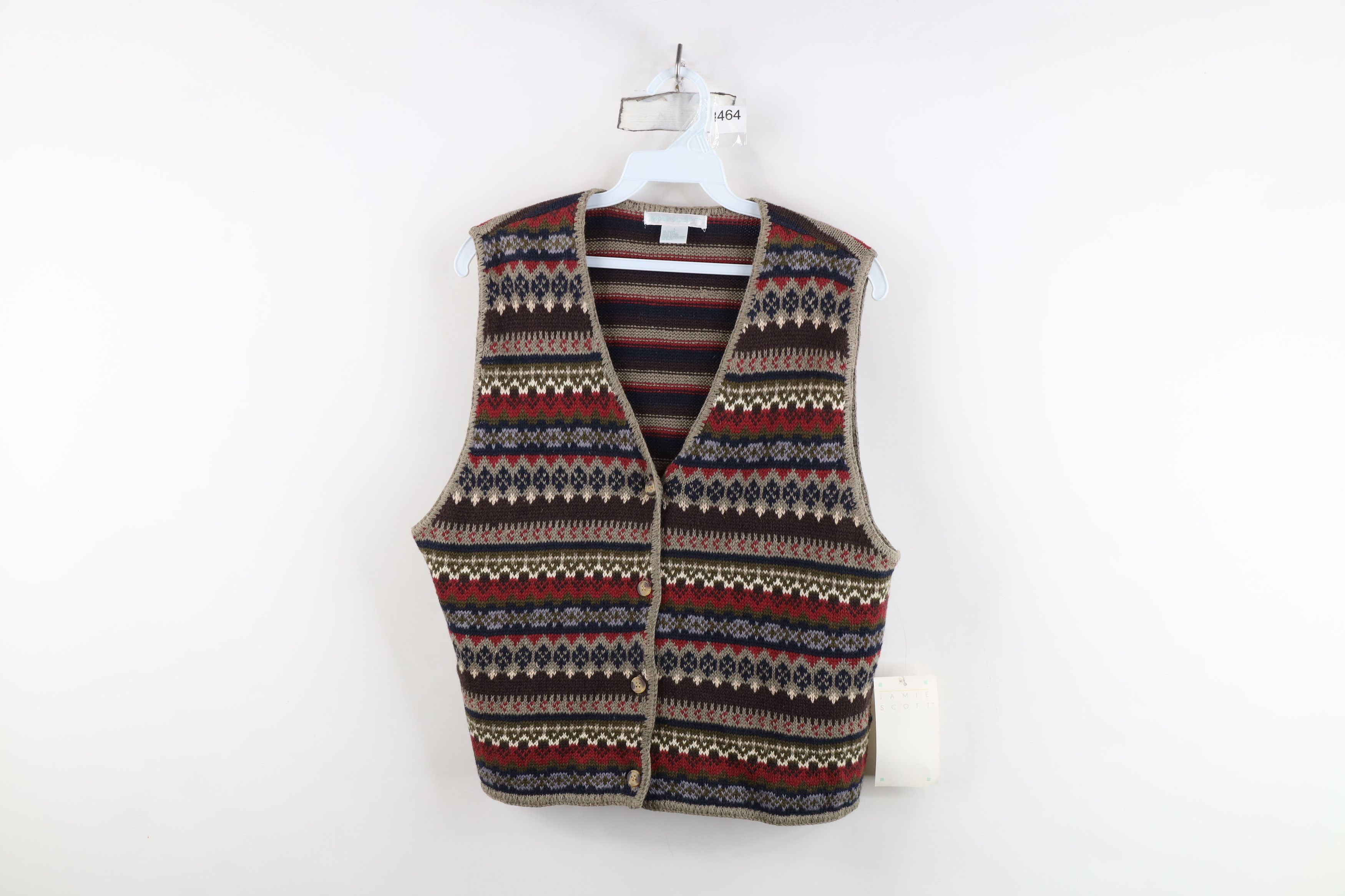 Vintage Deadstock Vintage 90s Streetwear Knit Cardigan Sweater Vest Size L / US 10 / IT 46 - 1 Thumbnail