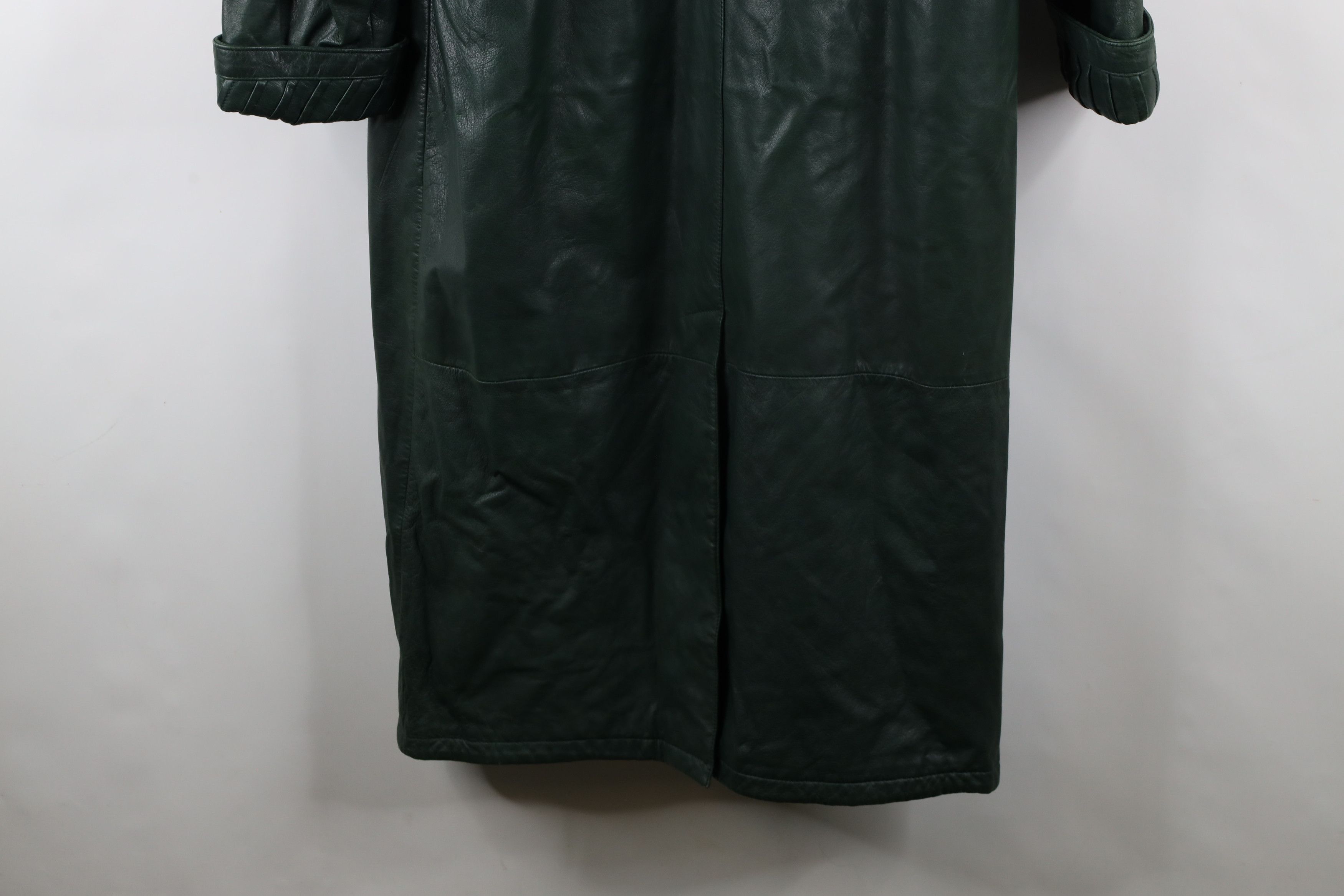 Vintage Vintage 90s Streetwear Leather Full Length Trench Coat Green Size L / US 10 / IT 46 - 15 Thumbnail