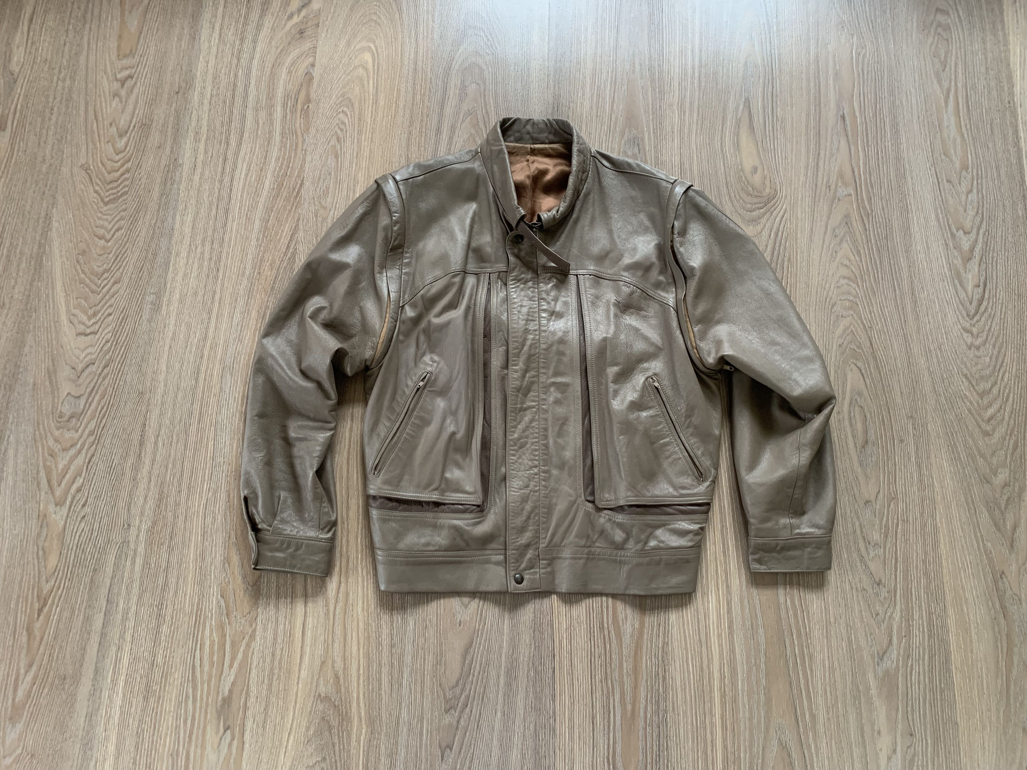 Vera Pelle Vintage Italian Leather Transformer Bomber Jacket