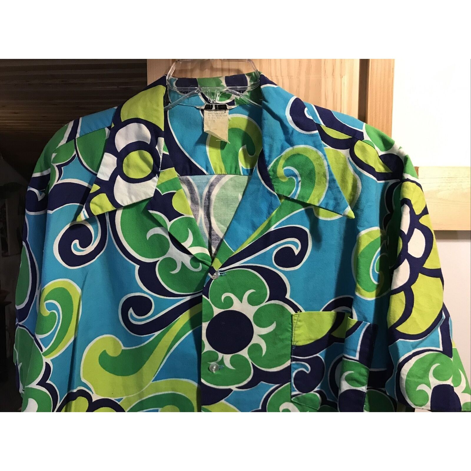 Other Vintage Men’s L Blue Green Floral Hawaiian Shirt SS Button Size US L / EU 52-54 / 3 - 6 Thumbnail