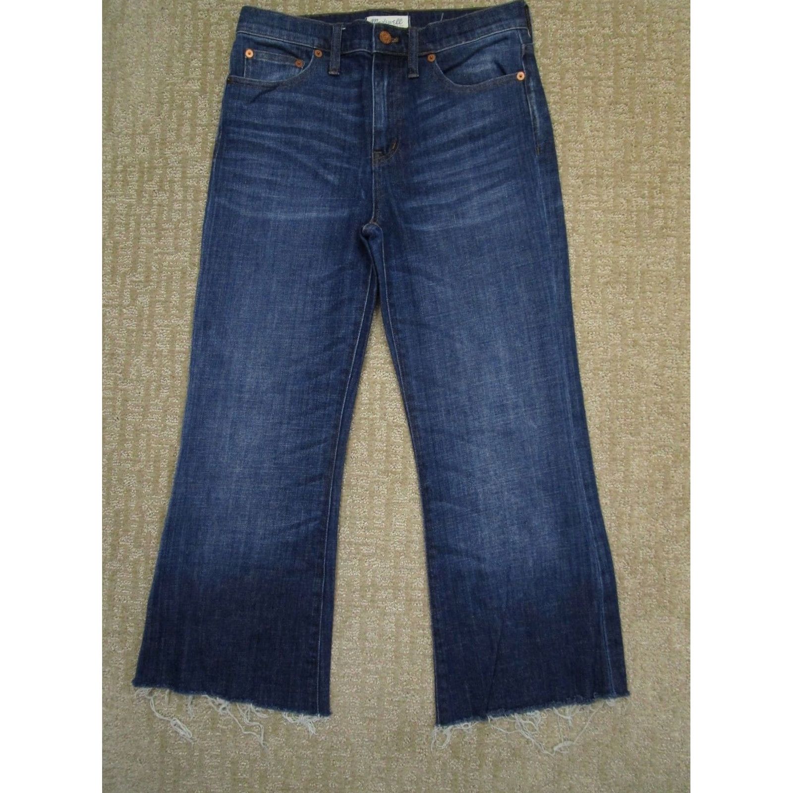 Madewell Madewell Jeans Women 28 Blue High Rise Flared Cropped Dark Wash 5-Pocket Denim Zip Front Size 28" / US 6 / IT 42 - 2 Thumbnail