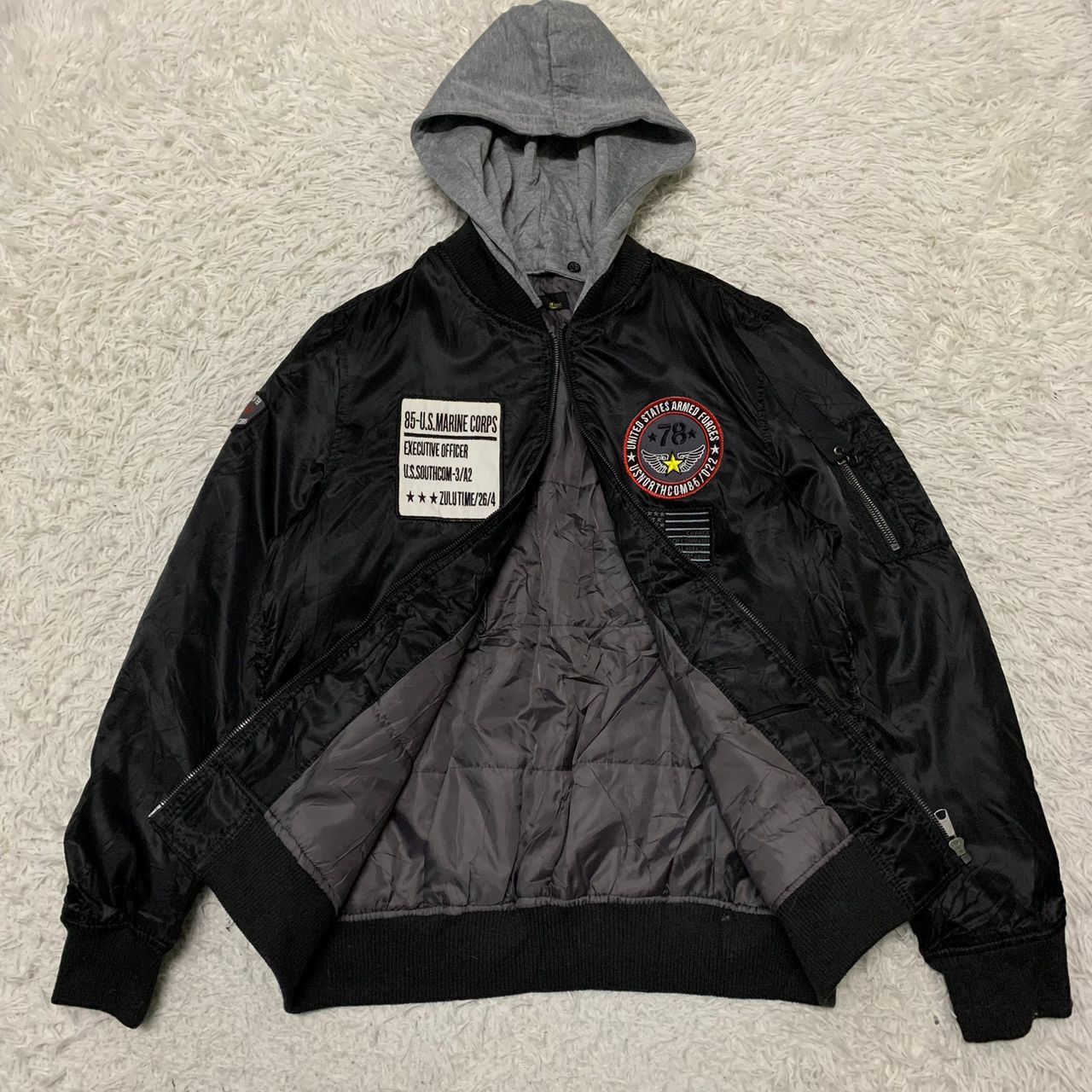 Japanese Brand Usaf Us Marine Corps Jacket With Hoodie Size US L / EU 52-54 / 3 - 3 Thumbnail