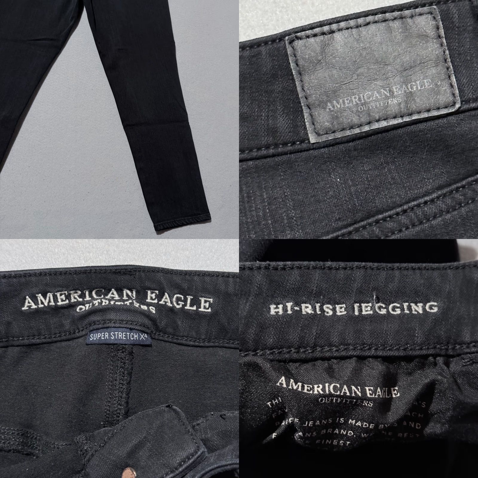 American Eagle Outfitters American Eagle Hi-Rise Jegging Jeans Women's Black Denim Super Stretch - 12 Size 34" / US 12 / IT 48 - 8 Thumbnail