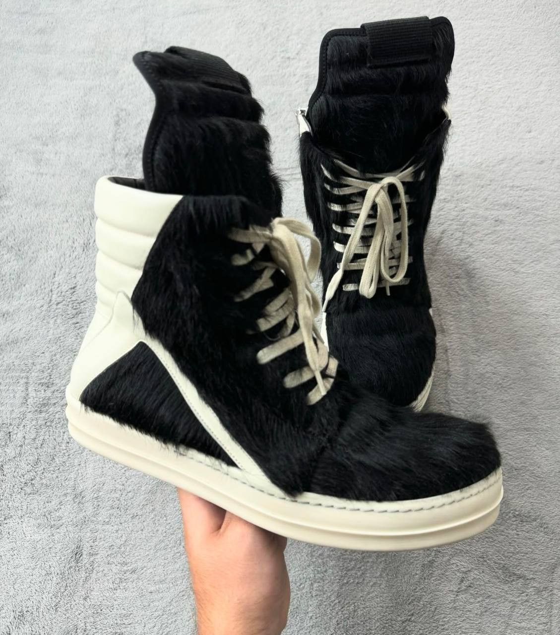 靴 RICK OWENS Unshaved Fur Geobasket 42 RICK OWENS Unshaved Fur Geobasket 42