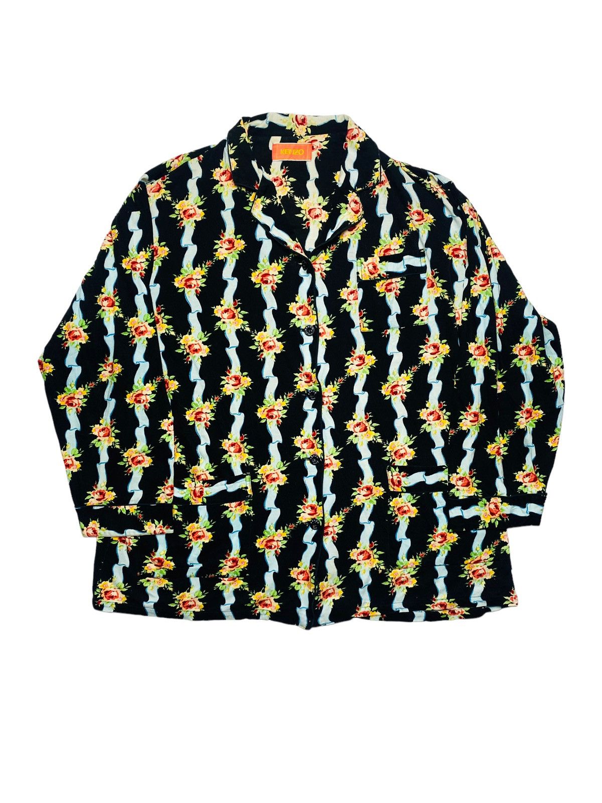 Japanese Brand × Kenzo 1980s Kenzo Homme - Iconic Floral Pajama Shirt Size US M / EU 48-50 / 2 - 1 Thumbnail
