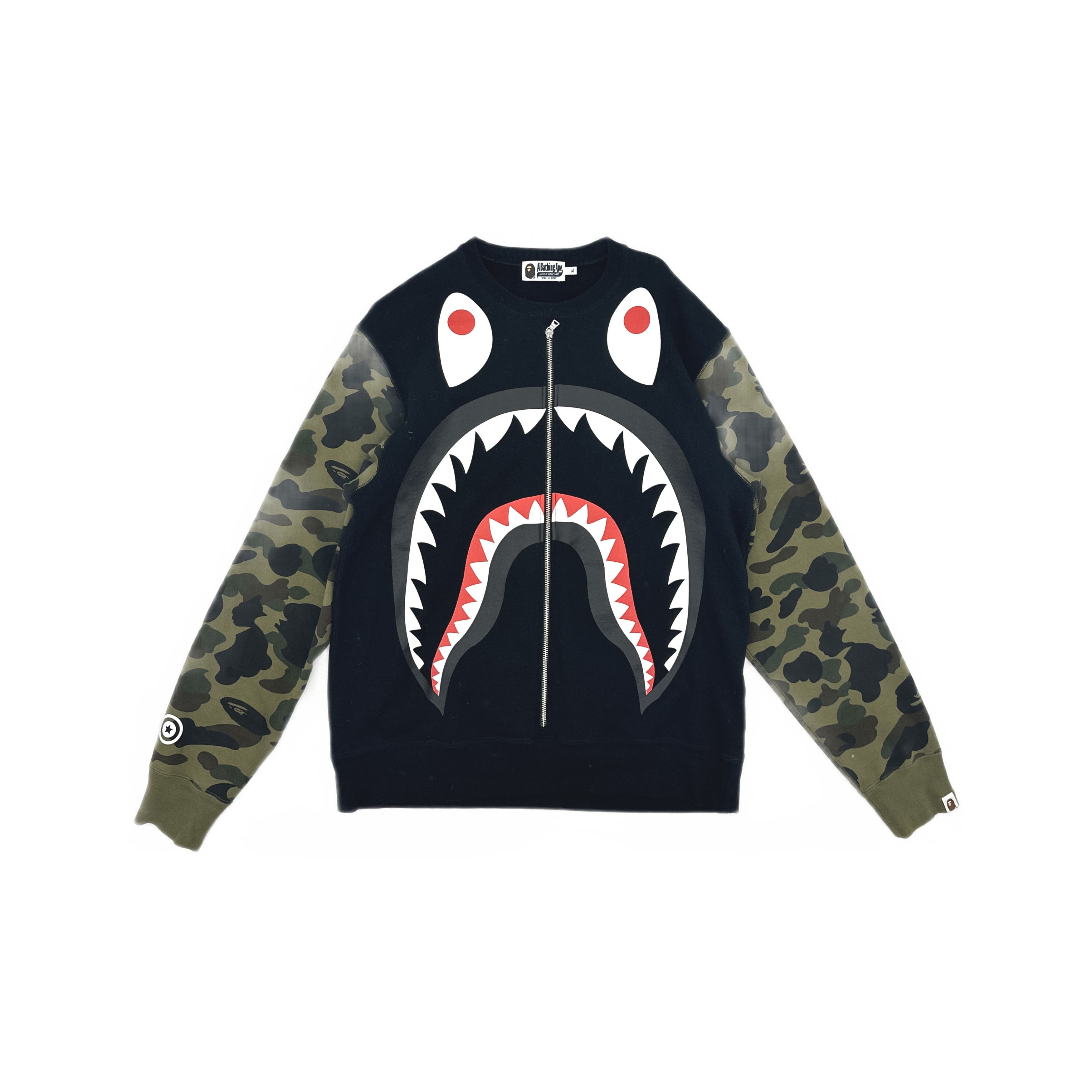 Bape A Bathing Ape Camo Sleeve Shark Sweatshirt XL Size US XL / EU 56 / 4 - 1 Thumbnail