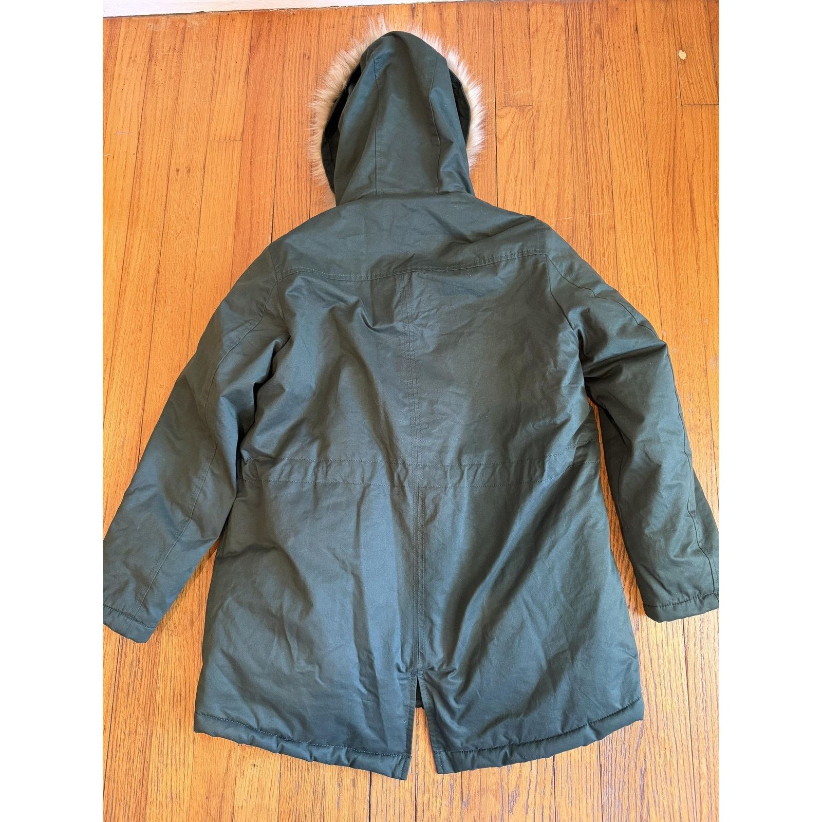 Loft LOFT Coat XSP Green Faux Fur Lined Hooded Parka Canvas Size XS / US 0-2 / IT 36-38 - 11 Thumbnail