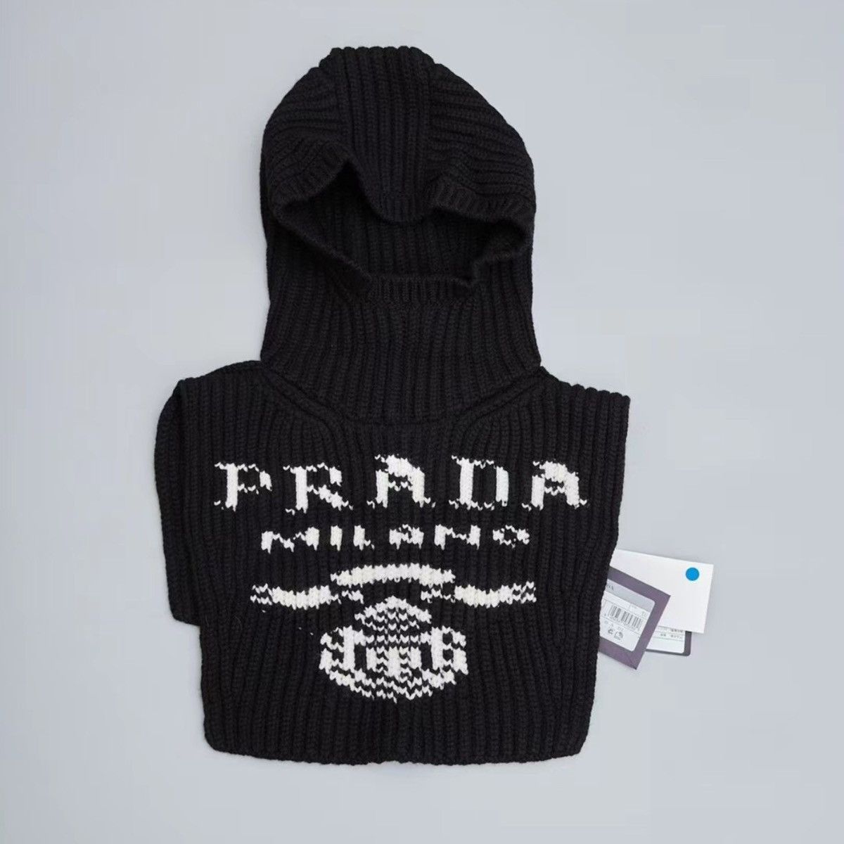 Prada Prada Logo Intarsia Knit Balaclava Size ONE SIZE - 5 Thumbnail