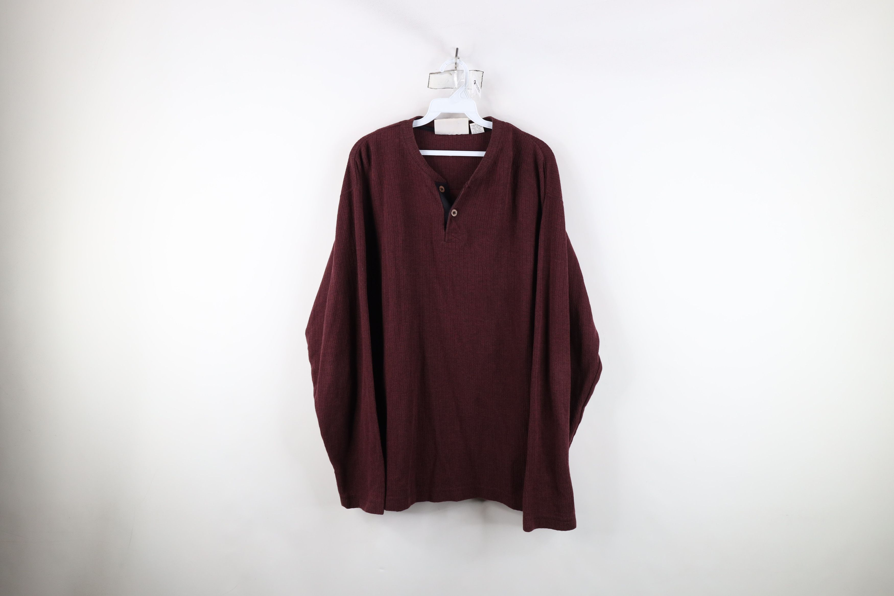 Vintage Vintage 90s Streetwear Ribbed Long Sleeve Henley T-Shirt Size US L / EU 52-54 / 3 - 1 Thumbnail