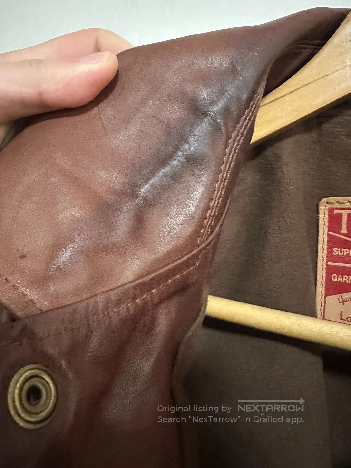 Japanese Brand Tenjiworks Leather Coach Jacket in Brown. Size US XXS / EU 40 - 5 Thumbnail