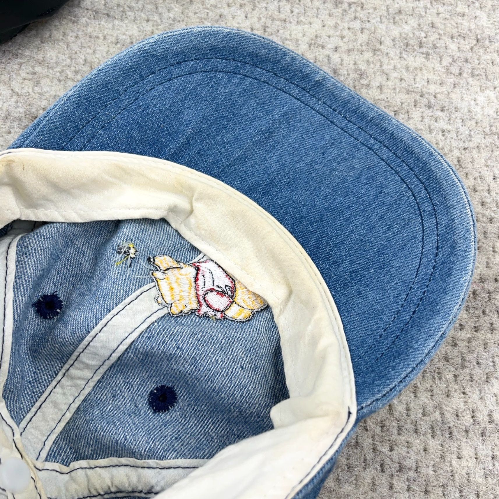 Disney VINTAGE Disney Winnie The Pooh Hat Womens Denim Baseball Cap Adjustble Blue 90s Logo Embroidered 100% Cotton Stretch Fit Adult Womens Size 42" / US 20 - 6 Thumbnail