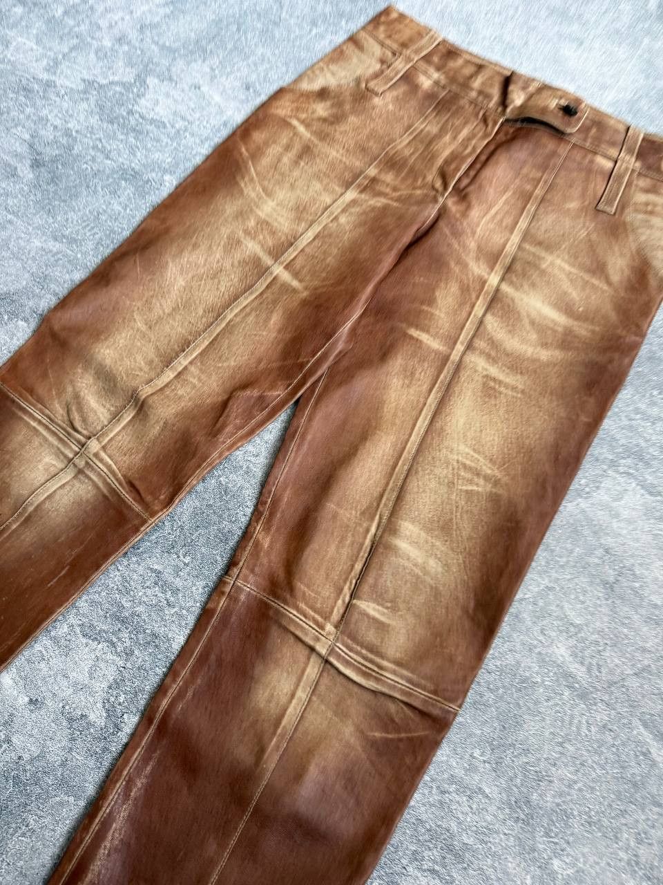 Jitrois Jean Claude Jitrois Brown Leather Pants size 38 Size 38" / US 16 / IT 52 - 3 Thumbnail