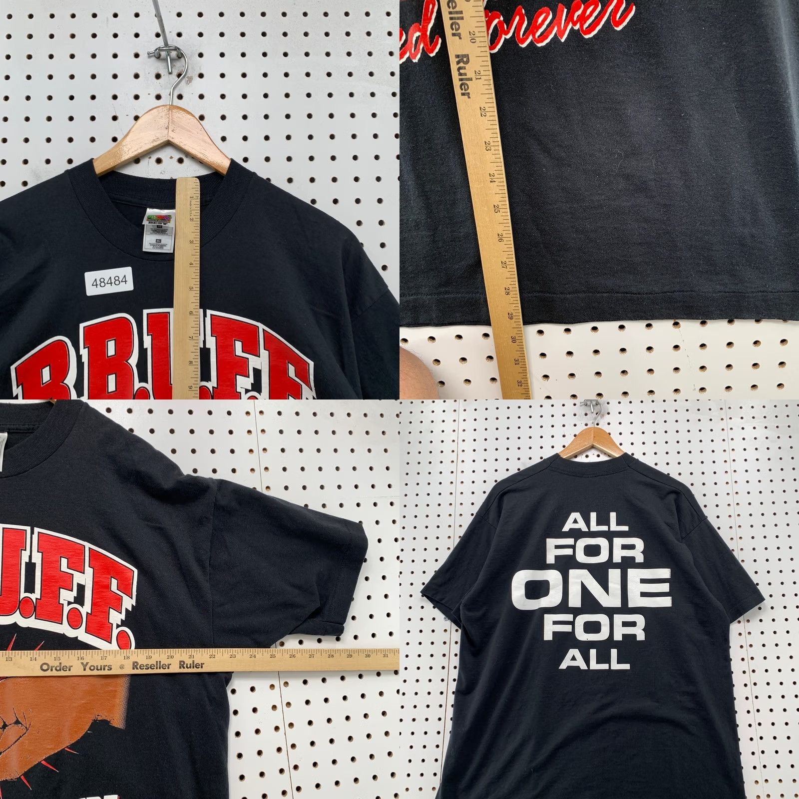 Fruit Of The Loom VINTAGE All For One T Shirt Mens XL Black 90s BBUFF United Forever Black History Size US XL / EU 56 / 4 - 8 Thumbnail