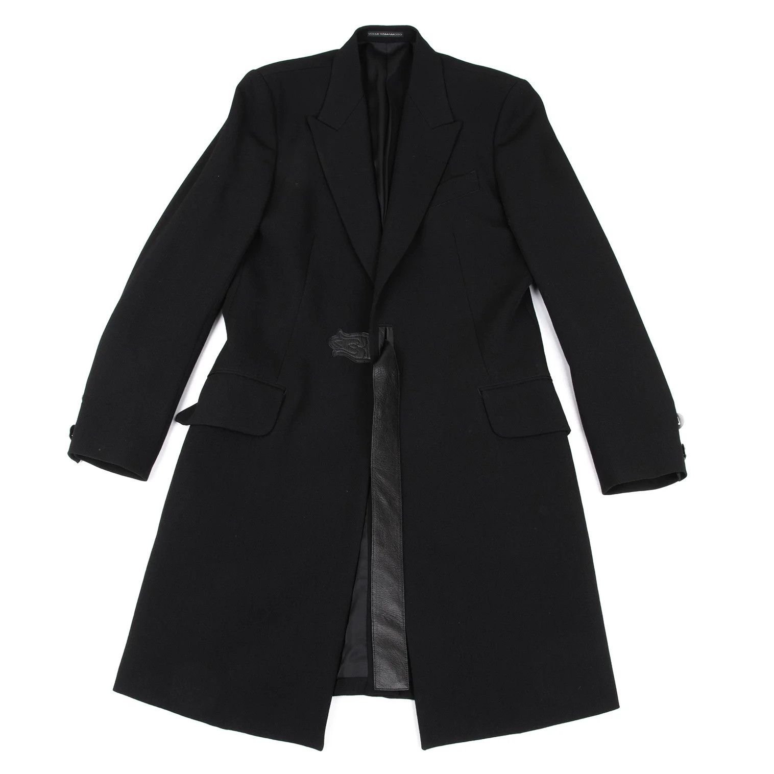 Jean Paul Gaultier Long Leather Belted Jacket in Black, Size 4 Size US XL / EU 56 / 4 - 1 Thumbnail